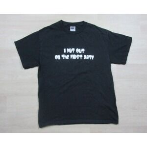Vintage Y2K Funny T-Shirt Men's (M) "I Put Out on the First Date" Adult Humor